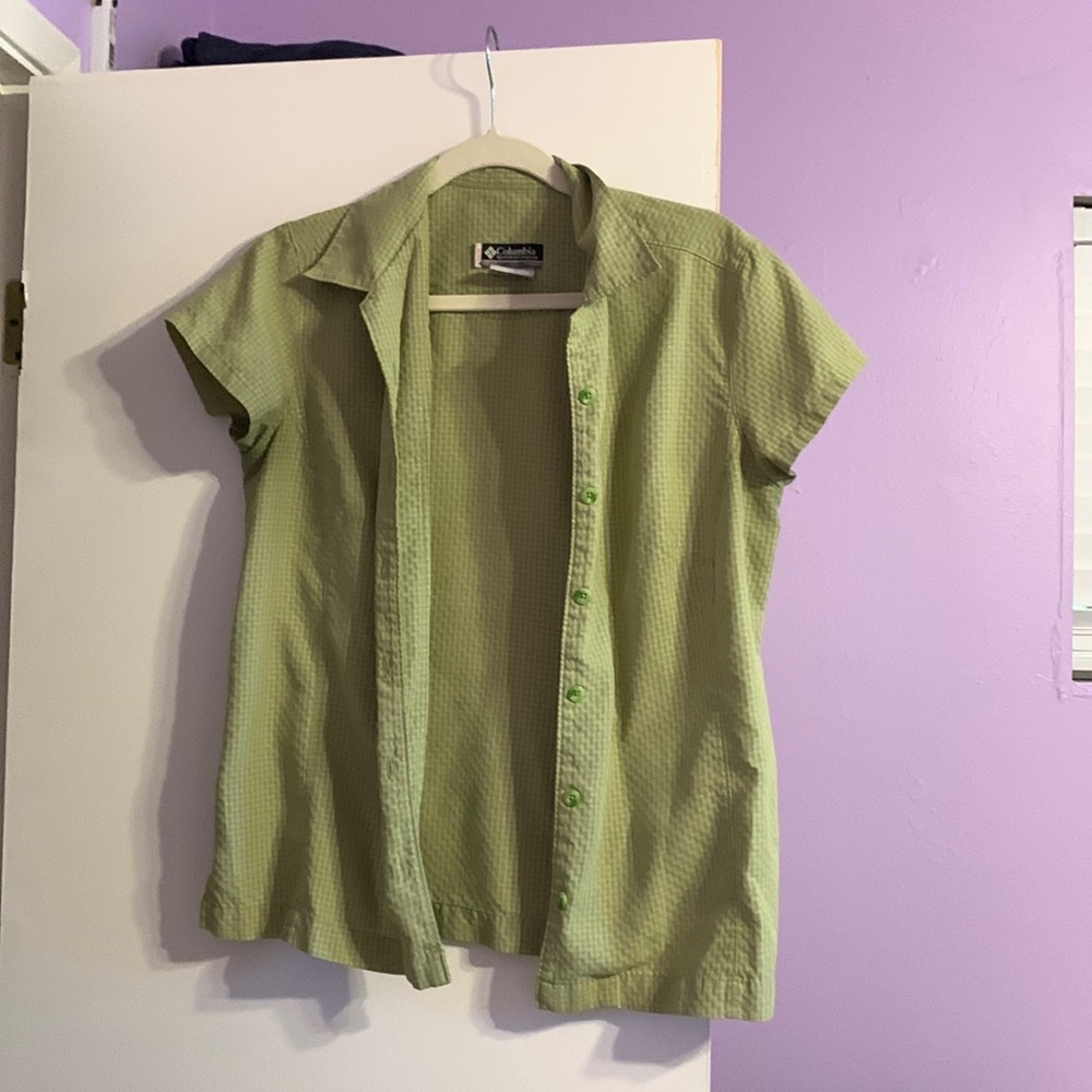 Vintage Columbia green short sleeved button-up